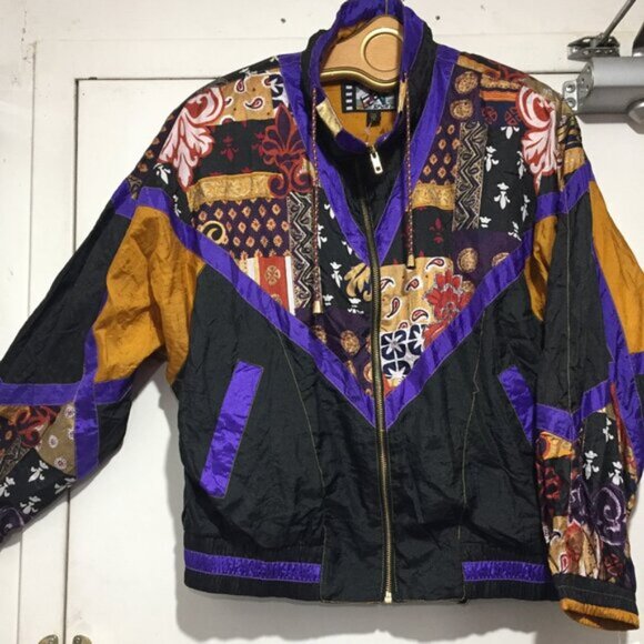 BRAND NEW VINTAGE RIVER EDGES PATCHWORK WINDBREAKER JACKETS SIZE M - Picture 5 of 12